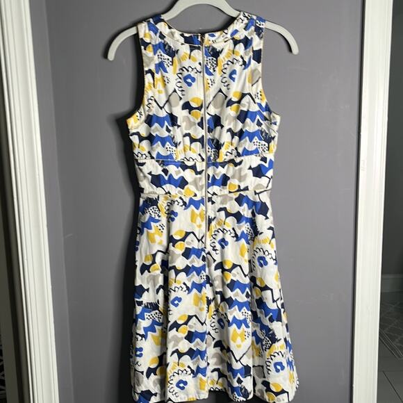 French Connection Blue and Yellow Sleeveless A Line Dress Size 4 - Picture 6 of 9